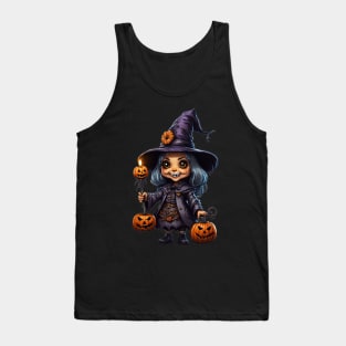 Crochet Spooky Scary Witchy Garden Halloween Gnome Pumpkin Decoration Tank Top